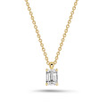 1.00 carat solitaire emerald cut diamond pendant in yellow gold