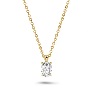 1.00 carat solitaire oval cut diamond pendant in yellow gold