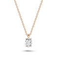 1.00 carat solitaire oval cut diamond pendant in red gold