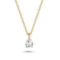 1.00 carat solitaire pear cut diamond pendant in yellow gold