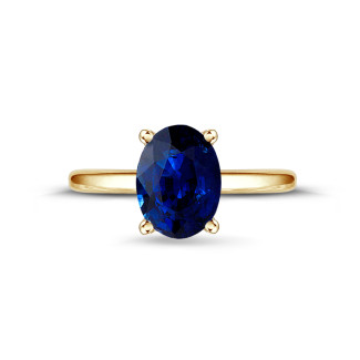 Engagement - Ring in yellow gold with oval sapphire