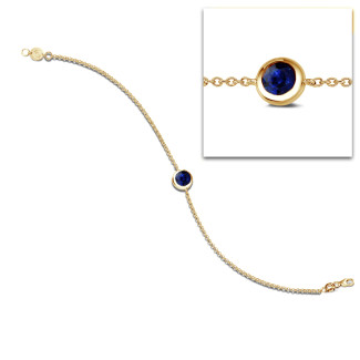 Gifting - Satellite bracelet in yellow gold with a round sapphire
