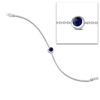 Satellite bracelet in platinum with a round sapphire