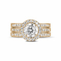 1.20 carat solitaire diamond ring in red gold with side diamonds