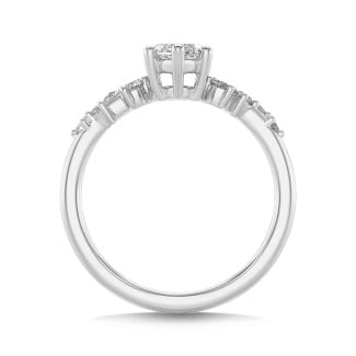 Engagement - 1.00 carat solitaire cluster ring in white gold with marquise diamond
