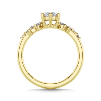 Rings - 1.00 carat solitaire cluster ring in yellow gold with marquise diamond