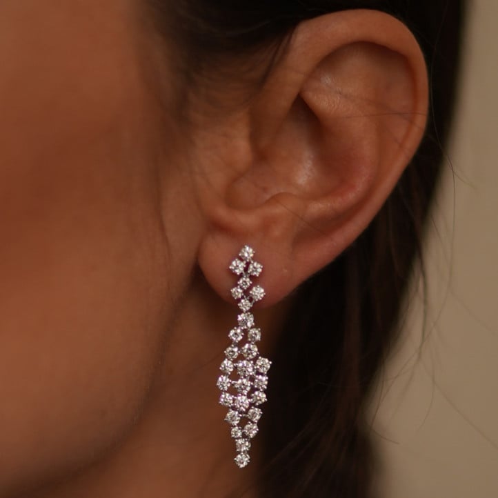 2.90 carat diamond earrings in white gold