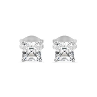 Earrings - 2.00 carat solitaire earrings in white gold with asscher cut diamonds