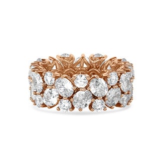 Tailor made jewellery - Bespoke full set cocktail ring with oval and round diamonds