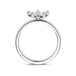 Rings - Flower Ring with Marquise cut Diamond Petals