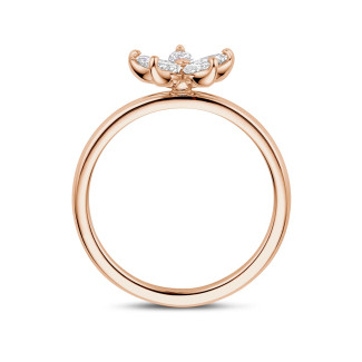 Rings - Flower Ring with Marquise cut Diamond Petals