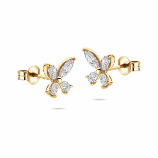 Earrings - Butterfly Earrings with Marquise and Pear cut Diamond Wings