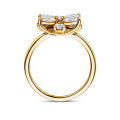 Flower Ring with Marquise cut Diamond Petals