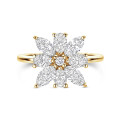Flower Ring with Marquise cut Diamond Petals