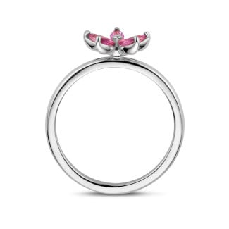 Rings - Flower Ring with Marquise cut Pink Sapphire Petals