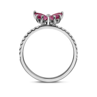 Rings - Butterfly ring with Marquise and Pear cut Pink Sapphire Wings