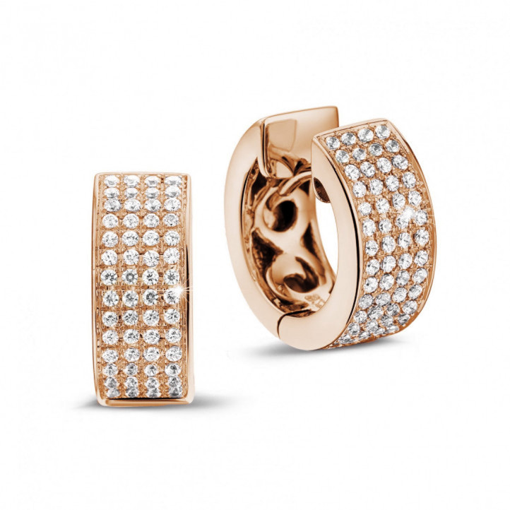 0.75 carat diamond creole earrings in red gold