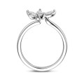 Toi & Moi Flower Ring with Marquise cut Diamond Petals in white gold