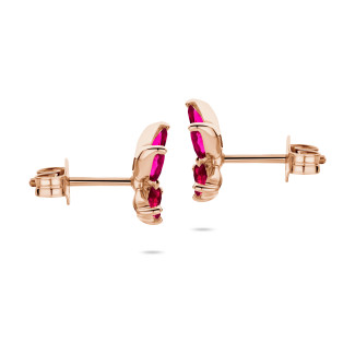Earrings - Butterfly Earrings with Marquise cut Red Ruby Wings in red gold