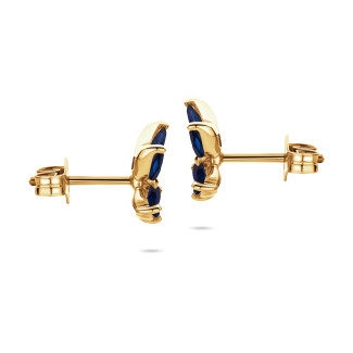 Earrings - Butterfly Earrings with Marquise cut Blue Sapphire Wings in yellow gold