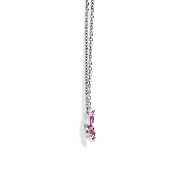 Butterfly Pendant with Marquise cut Pink Sapphire Wings in white gold