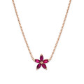 Flower Pendant with Marquise cut Red Ruby Petals in red gold