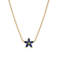 Flower Pendant with Marquise cut Blue Sapphire Petals in yellow gold