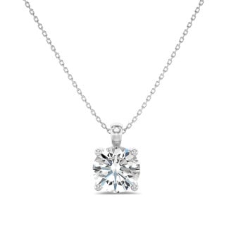Necklaces - 1.00 carat solitaire pendant in white gold with round diamond