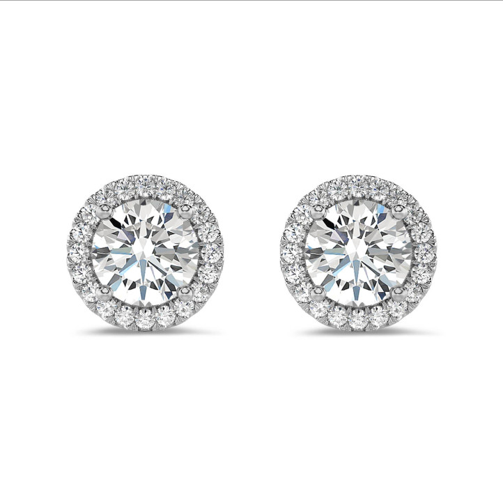 2.00 carat diamond halo earrings in white gold