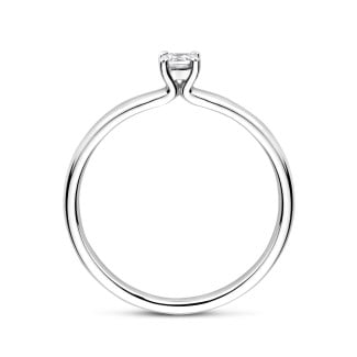 Rings - 0.15 carat solitaire ring with an asscher cut diamond in white gold