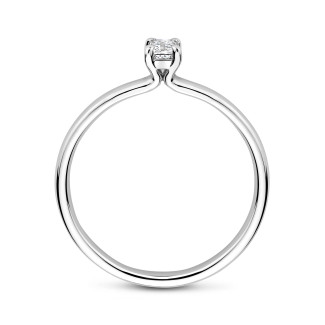 Rings - 0.15 carat solitaire ring with a emerald cut diamond in white gold