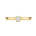 0.15 carat solitaire ring with a radiant cut diamond in yellow gold