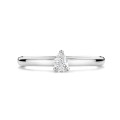 0.15 carat solitaire ring with a pear cut diamond in white gold