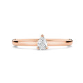 0.15 carat solitaire ring with a pear cut diamond in red gold
