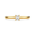 0.15 carat solitaire ring with a emerald cut diamond in yellow gold
