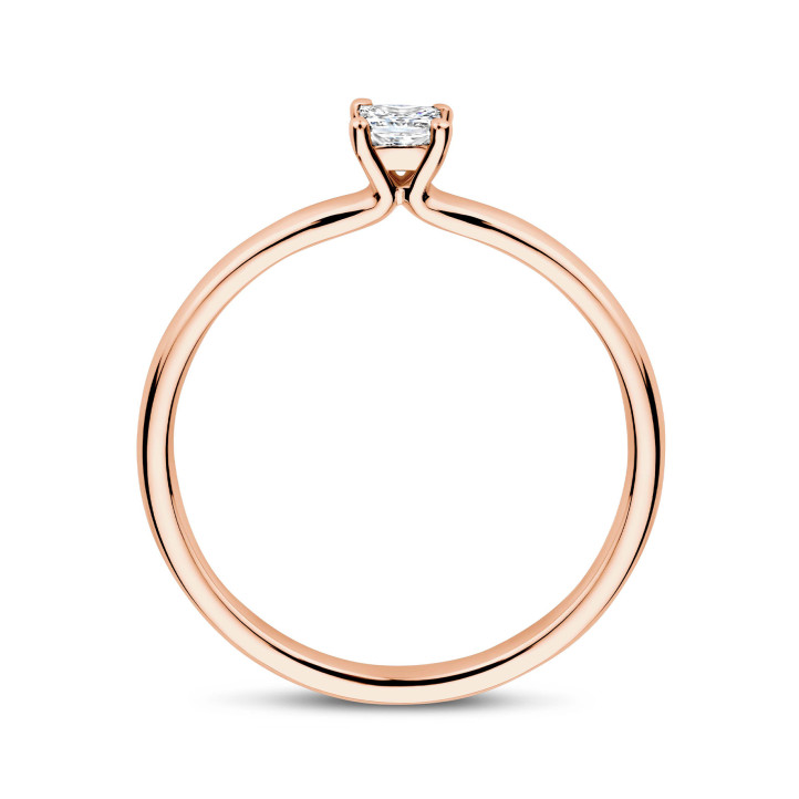 0.15 carat solitaire ring with a princess cut diamond in red gold