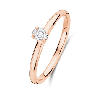 Rings - 0.15 carat solitaire ring with a oval cut diamond in red gold