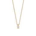 0.15 carat solitaire pendant with an asscher cut diamond in yellow gold