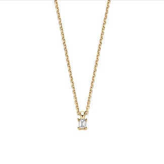 New Arrivals - 0.15 carat solitaire pendant with a emerald cut diamond in yellow gold
