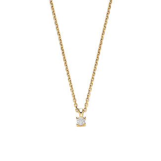 New Arrivals - 0.15 carat solitaire pendant with a cushion cut diamond in yellow gold