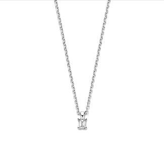 New Arrivals - 0.15 carat solitaire pendant with a emerald cut diamond in white gold