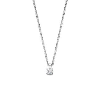 Necklaces - 0.15 carat solitaire pendant with a round cut diamond in white gold