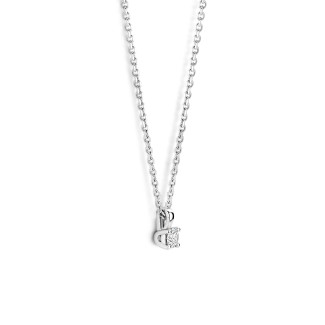 Necklaces - 0.15 carat solitaire pendant with a round cut diamond in white gold