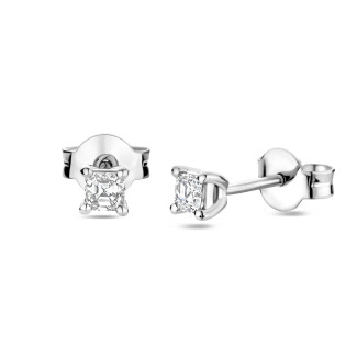 Earrings - 0.30 carat solitaire earrings withn asscher cut diamonds in white gold