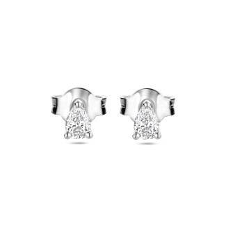 Earrings - 0.30 carat solitaire earrings with pear cut diamonds in white gold