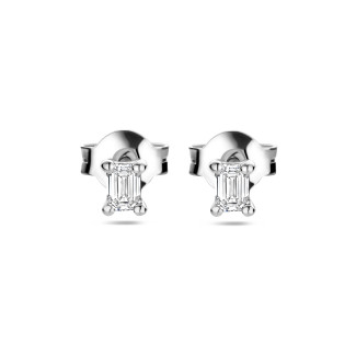 New Arrivals - 0.30 carat solitaire earrings with emerald cut diamonds in white gold