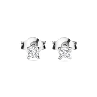 New Arrivals - 0.30 carat solitaire earrings with cushion cut diamonds in white gold