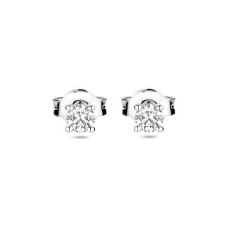 Earrings - 0.30 carat solitaire earrings with round cut diamonds in white gold