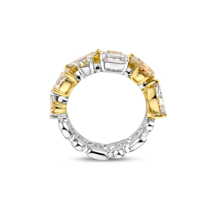 One of a kind - 3.85 carat cocktail ring in yellow and white gold