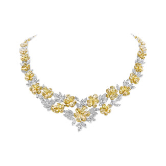 High Jewellery - One of a kind - 78.81 carat flower collier in yellow and white gold